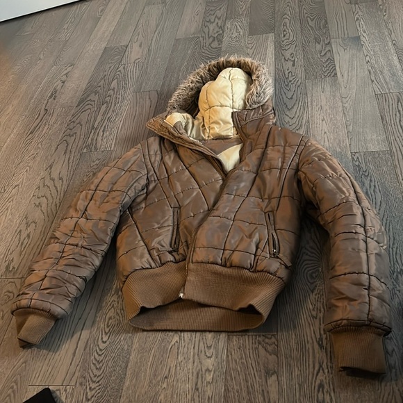 Tommy Hilfiger tan brown bumper puffer jacket Sz S - Picture 4 of 15